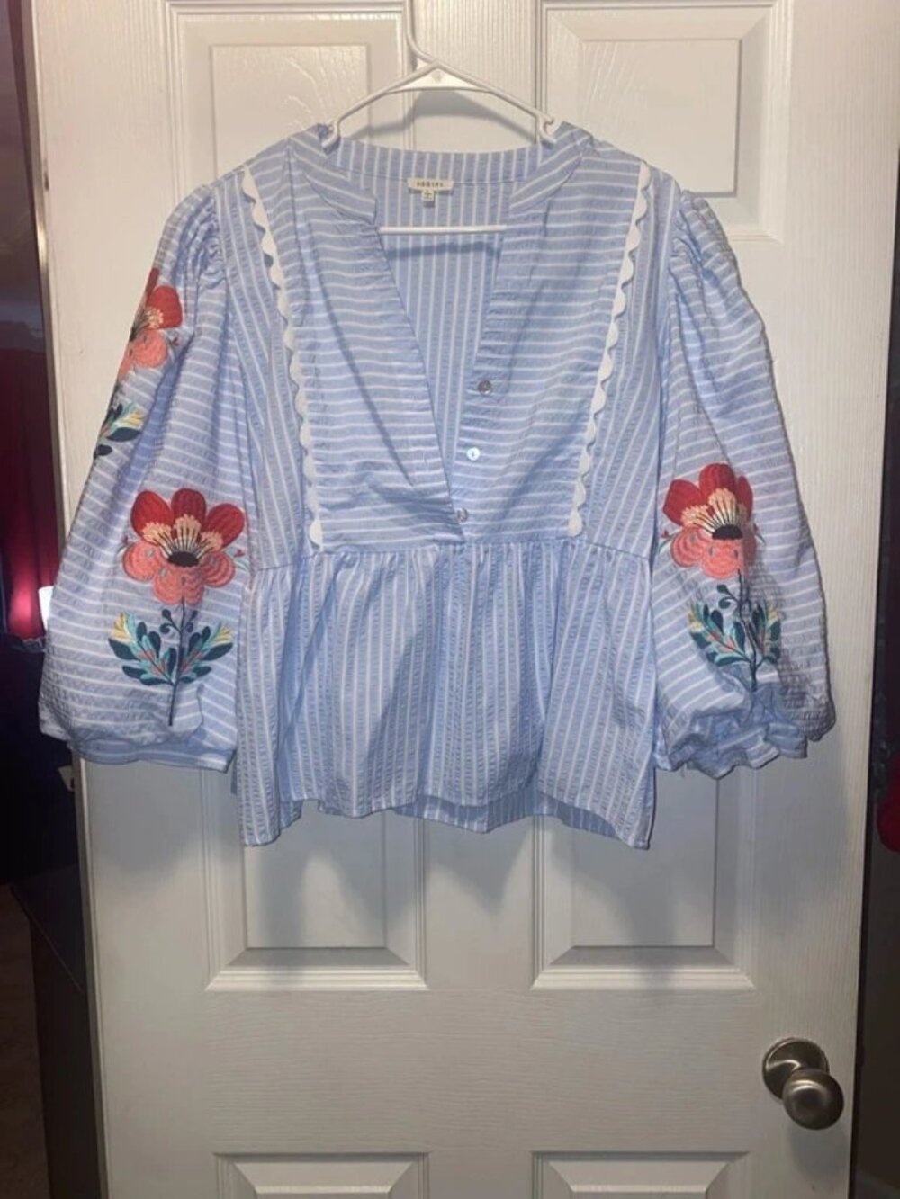 Blue and white striped shirt